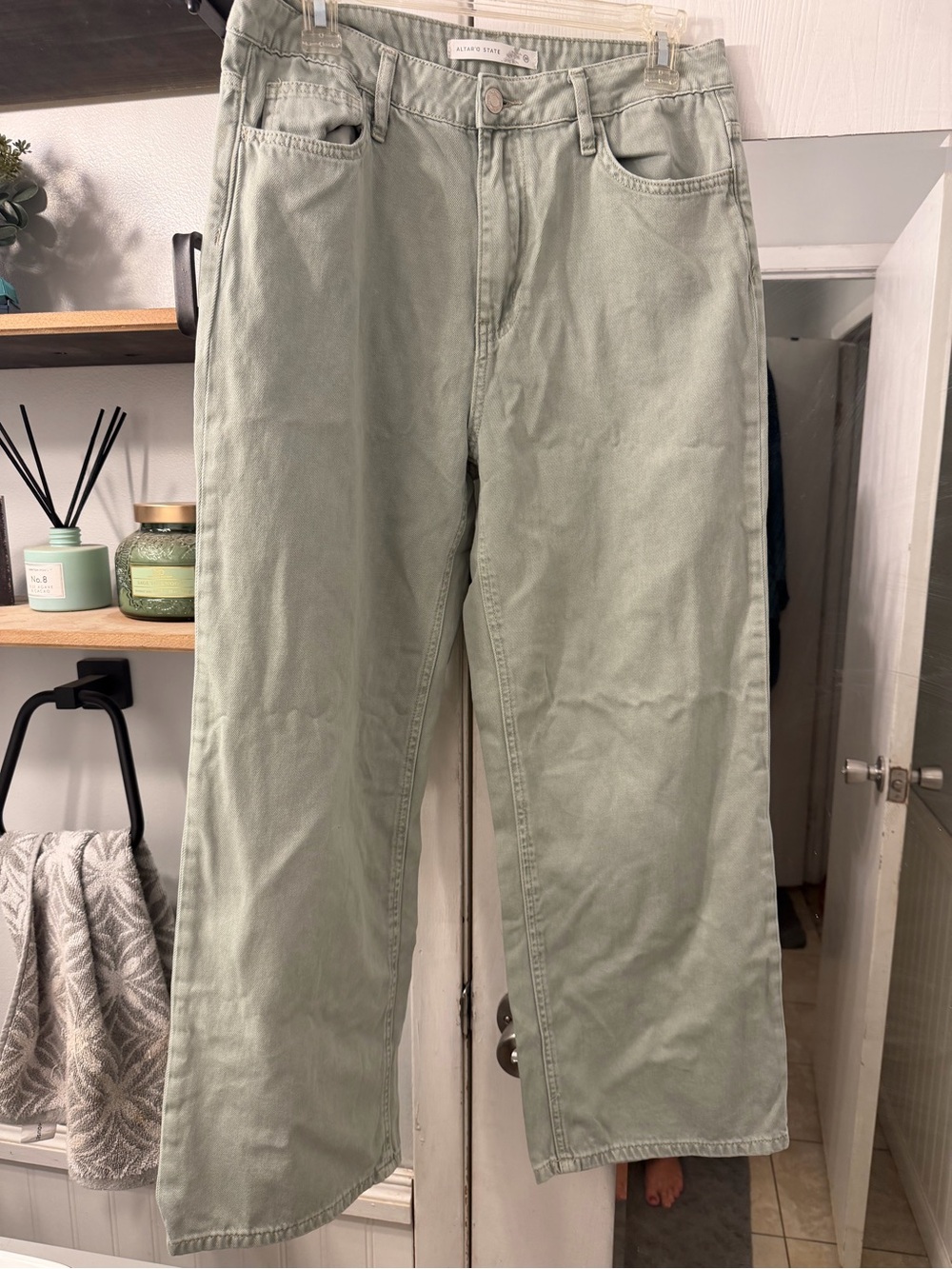 Altar'd State Wide Leg Pants in Sage Green